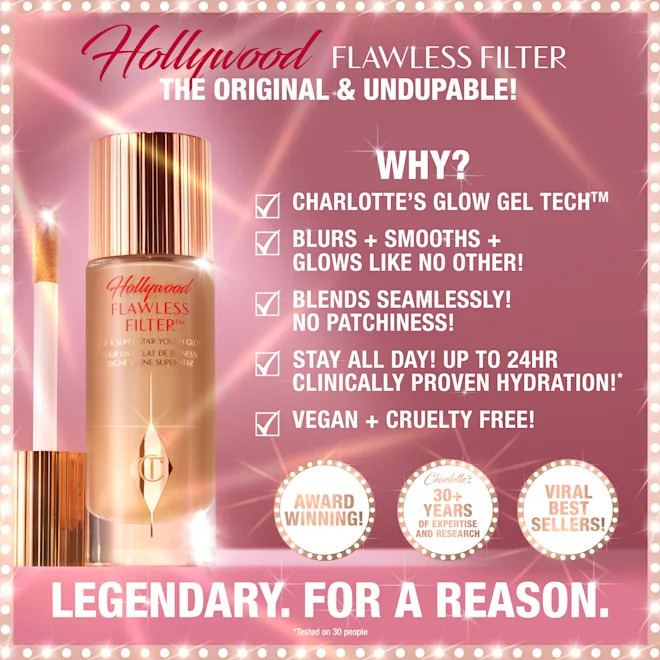 Тональна основа, що підсвічує обличчя Charlotte Tilbury HOLLYWOOD FLAWLESS FILTER